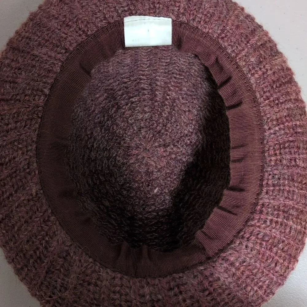 Unbranded Wool blend knit hat Italy bow maroon accessory bucket OSFM